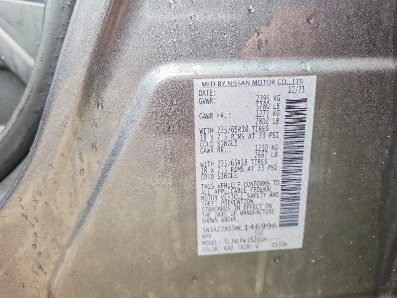 53843526 :رقم المزاد ، 5N1AZ2AS5MC146996 vin ، 2021 Nissan Murano مزاد بيع