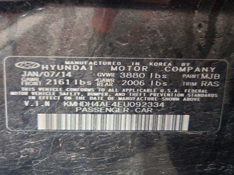 Aukcja sprzedaży 2014 Hyundai Elantra, vin: KMHDH4AE4EU092334, numer aukcji: 52020896