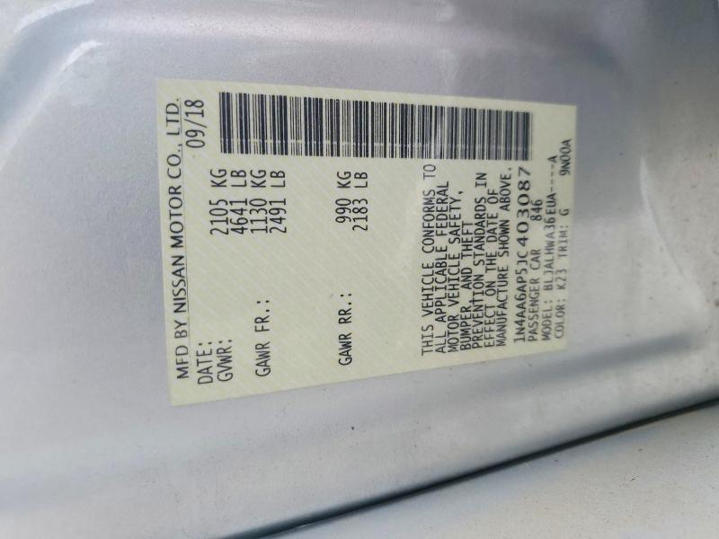 Продаж на аукціоні авто 2018 Nissan Maxima, vin: 1N4AA6AP5JC403087, номер лоту: 52262896