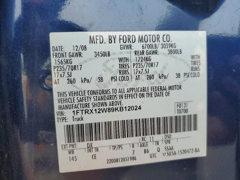 Aukcja sprzedaży 2009 Ford F150, vin: 1FTRX12W89KB12024, numer aukcji: 54814916