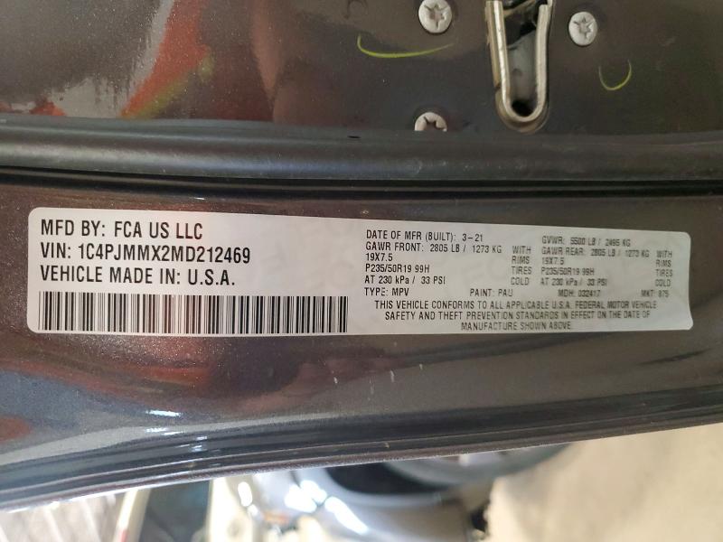 Продажа на аукционе авто 2021 Jeep Cherokee, vin: 1C4PJMMX2MD212469, номер лота: 53209256