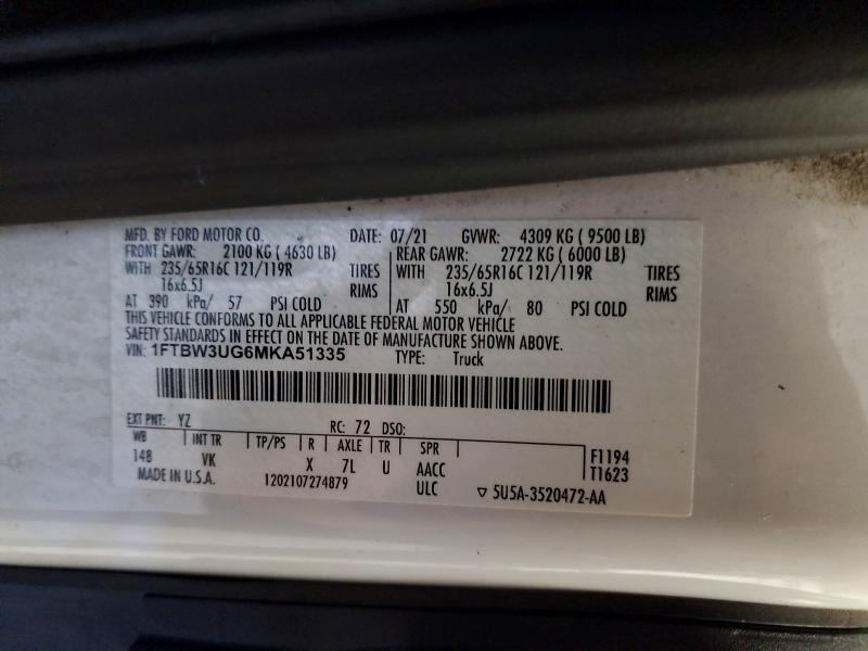 Продажа на аукционе авто 2021 Ford Transit, vin: 1FTBW3UG6MKA51335, номер лота: 53719276