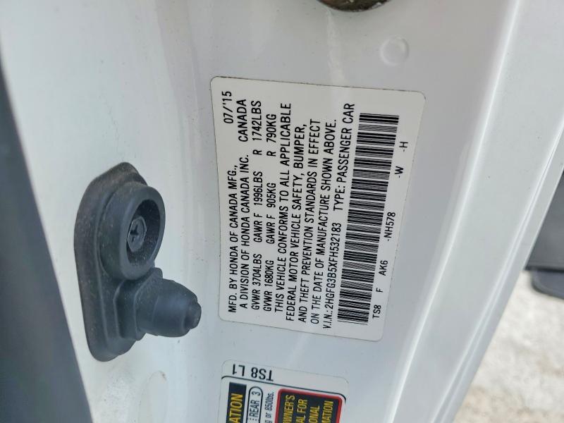 Aukcja sprzedaży 2015 Honda Civic, vin: 2HGFG3B5XFH532183, numer aukcji: 55094846