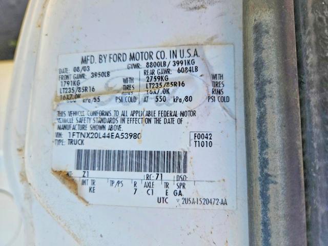 Aukcja sprzedaży 2004 Ford F250, vin: 1FTNX20L44EA53980, numer aukcji: 54819276
