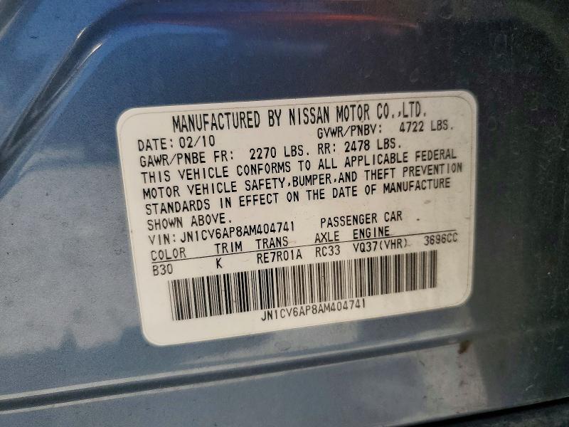 53247566 :رقم المزاد ، JN1CV6AP8AM404741 vin ، 2010 Infiniti G37 Sedan مزاد بيع