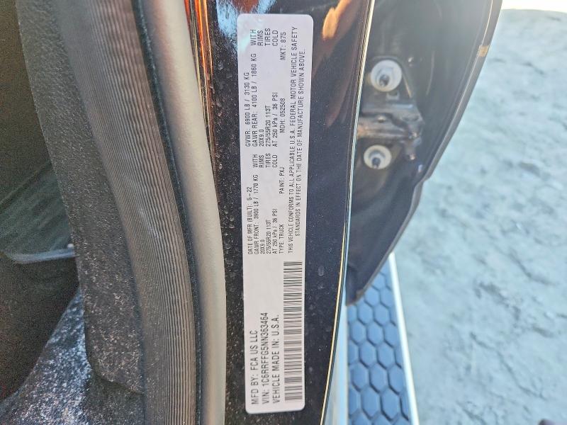 2022 Ram 1500 მანქანა იყიდება აუქციონზე, vin: 1C6RRFFG5NN363464, აუქციონის ნომერი: 52996756