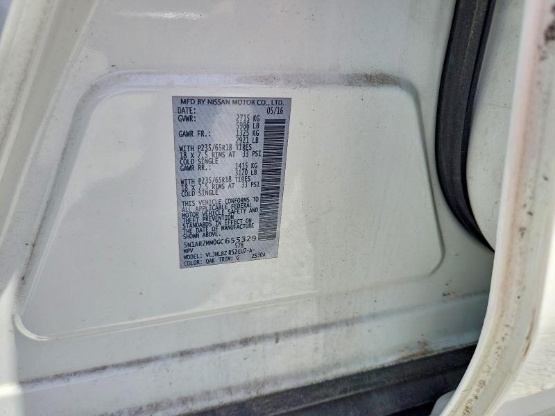 Aukcja sprzedaży 2016 Nissan Pathfinder, vin: 5N1AR2MM0GC655329, numer aukcji: 53787556