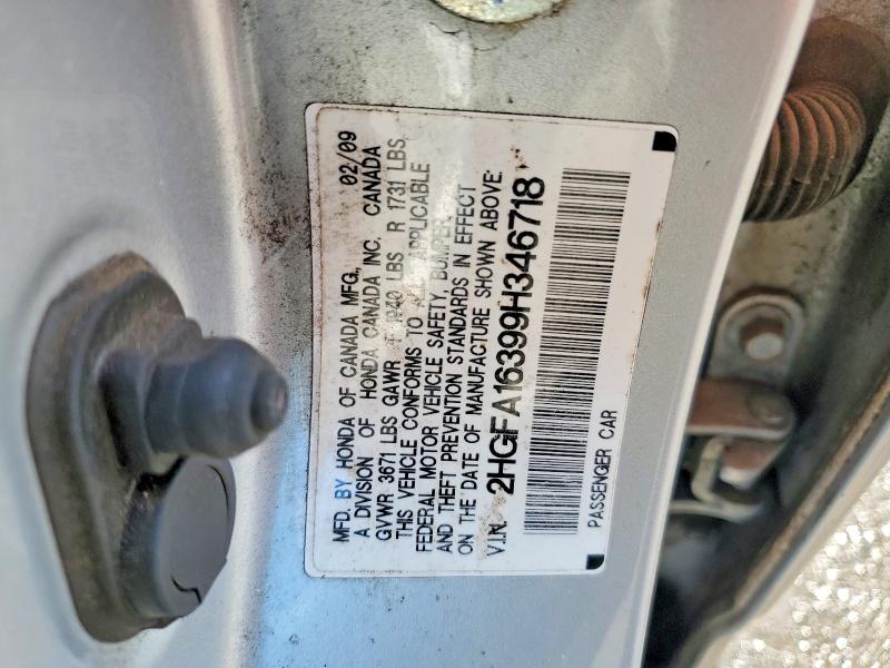 Продаж на аукціоні авто 2009 Honda Civic, vin: 2HGFA16399H346718, номер лоту: 52822456