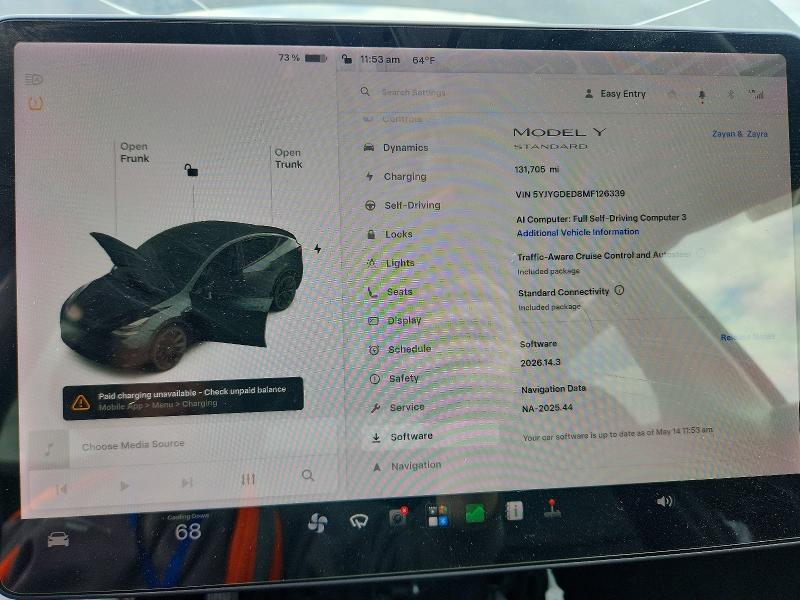 2021 Tesla Model Y მანქანა იყიდება აუქციონზე, vin: 5YJYGDED8MF126339, აუქციონის ნომერი: 53471826
