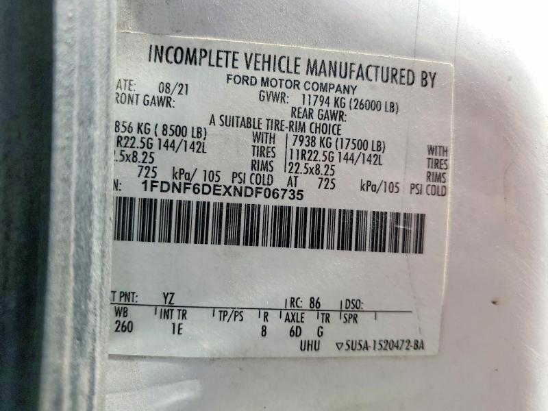 Aukcja sprzedaży 2022 Ford F650, vin: 1FDNF6DEXNDF06735, numer aukcji: 54141706
