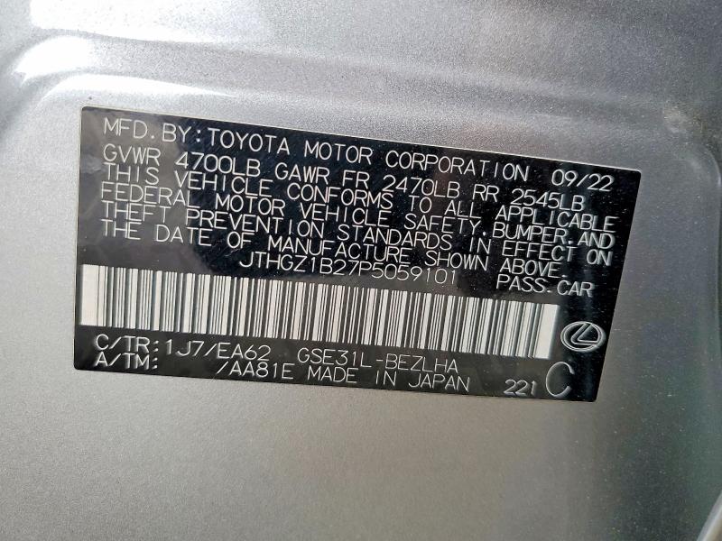 Aukcja sprzedaży 2023 Lexus Is 350, vin: JTHGZ1B27P5059101, numer aukcji: 54670556