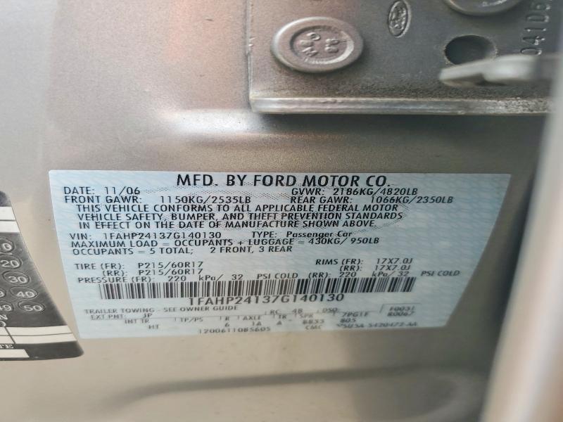 Aukcja sprzedaży 2007 Ford Five Hundred, vin: 1FAHP24137G140130, numer aukcji: 52211896