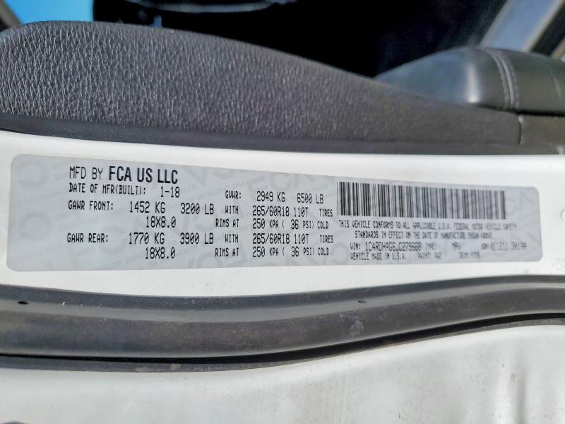 Aukcja sprzedaży 2018 Dodge Durango, vin: 1C4RDHAG6JC279668, numer aukcji: 53903856