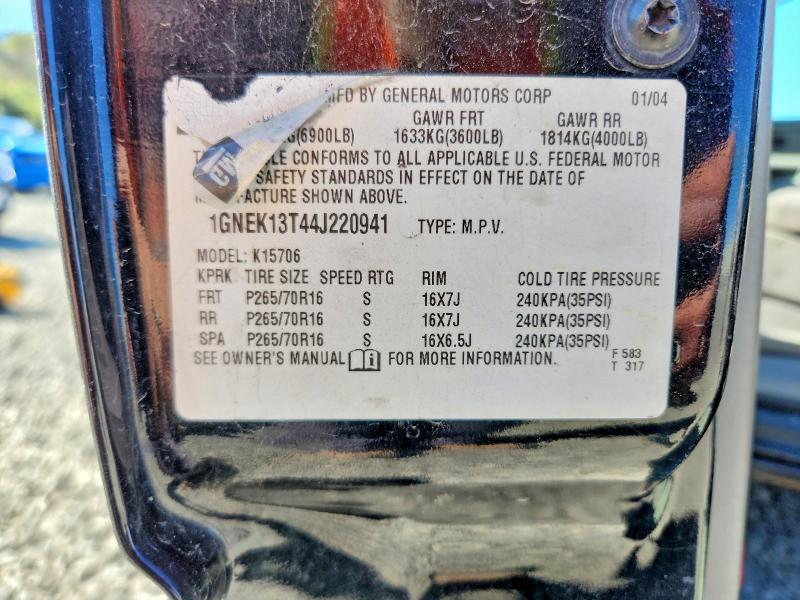 Aukcja sprzedaży 2004 Chevrolet Tahoe, vin: 1GNEK13T44J220941, numer aukcji: 53565196