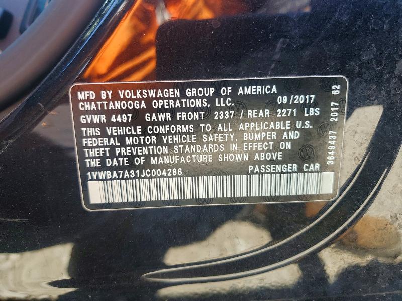 Aukcja sprzedaży 2018 Volkswagen Passat, vin: 1VWBA7A31JC004286, numer aukcji: 52373016