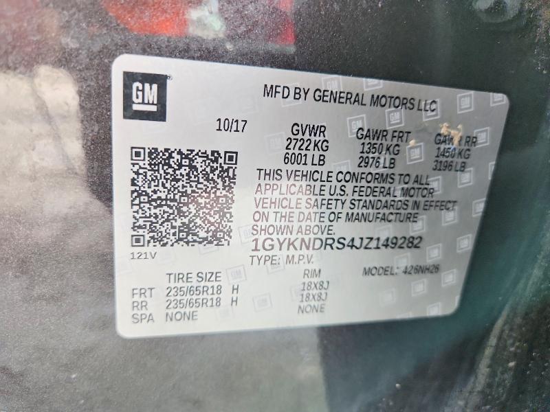 2018 Cadillac Xt5 მანქანა იყიდება აუქციონზე, vin: 1GYKNDRS4JZ149282, აუქციონის ნომერი: 54213376