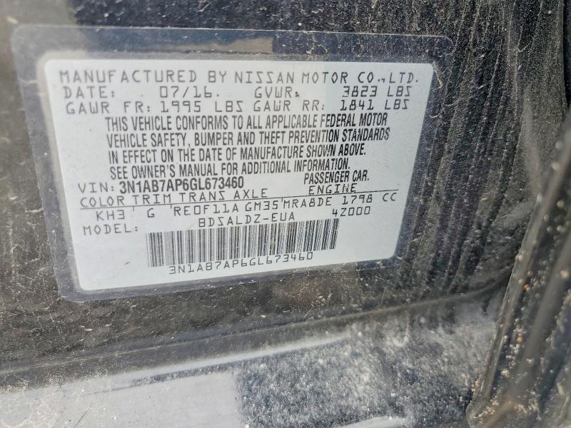 Продаж на аукціоні авто 2016 Nissan Sentra, vin: 3N1AB7AP6GL673460, номер лоту: 54818586