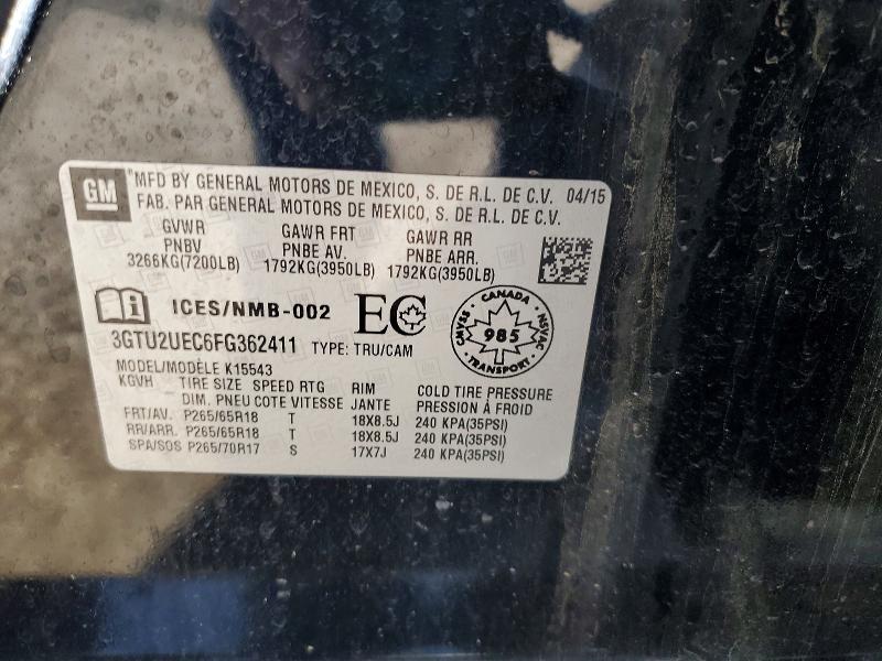 Продаж на аукціоні авто 2015 Gmc Sierra, vin: 3GTU2UEC6FG362411, номер лоту: 54798486