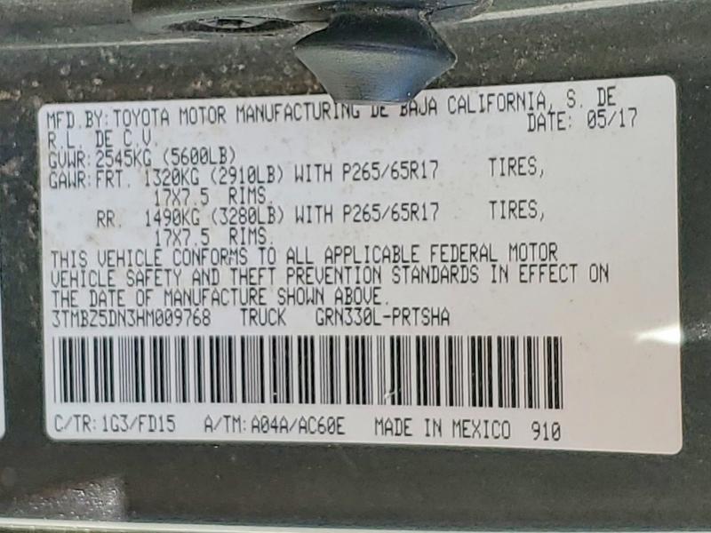 2017 Toyota Tacoma მანქანა იყიდება აუქციონზე, vin: 3TMBZ5DN3HM009768, აუქციონის ნომერი: 55389486