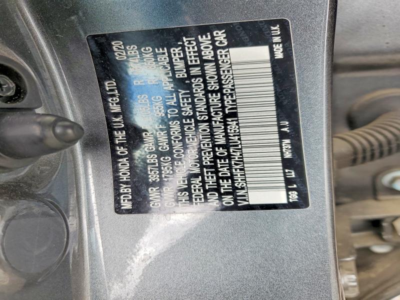Aukcja sprzedaży 2020 Honda Civic, vin: SHHFK7H47LU415941, numer aukcji: 53066056