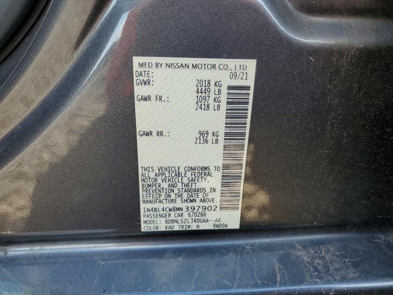 Продаж на аукціоні авто 2021 Nissan Altima, vin: 1N4BL4CW8MN397902, номер лоту: 52916936