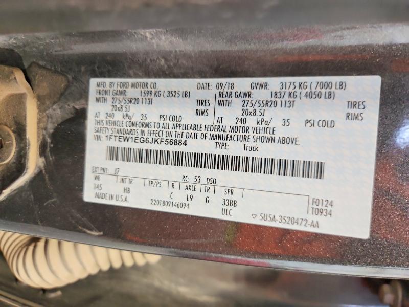 Aukcja sprzedaży 2018 Ford F150, vin: 1FTEW1EG6JKF56884, numer aukcji: 52361266