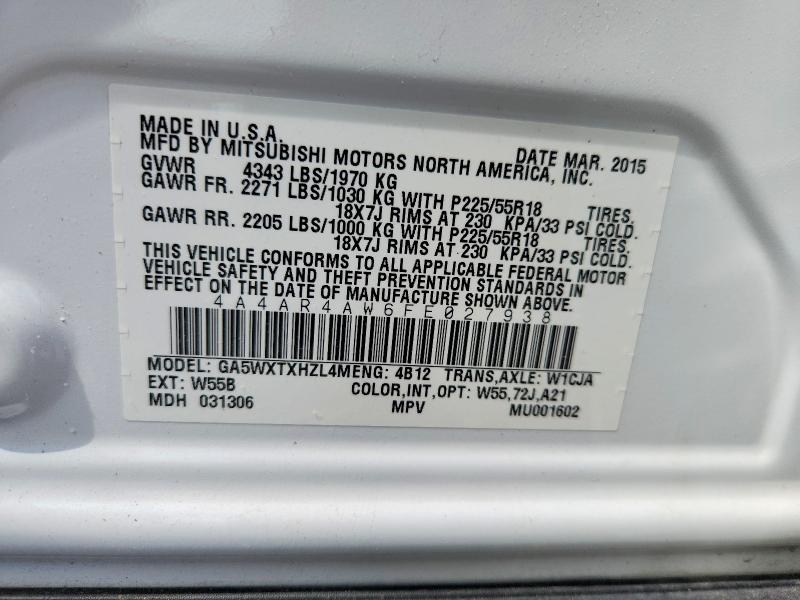 Продаж на аукціоні авто 2015 Mitsubishi Outlander Sport, vin: 4A4AR4AW6FE027938, номер лоту: 53161466