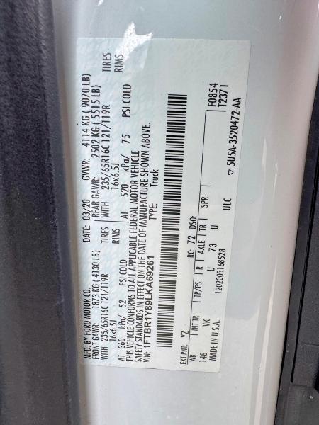 Продажа на аукционе авто 2020 Ford Transit, vin: 1FTBR1Y89LKA69261, номер лота: 52461796