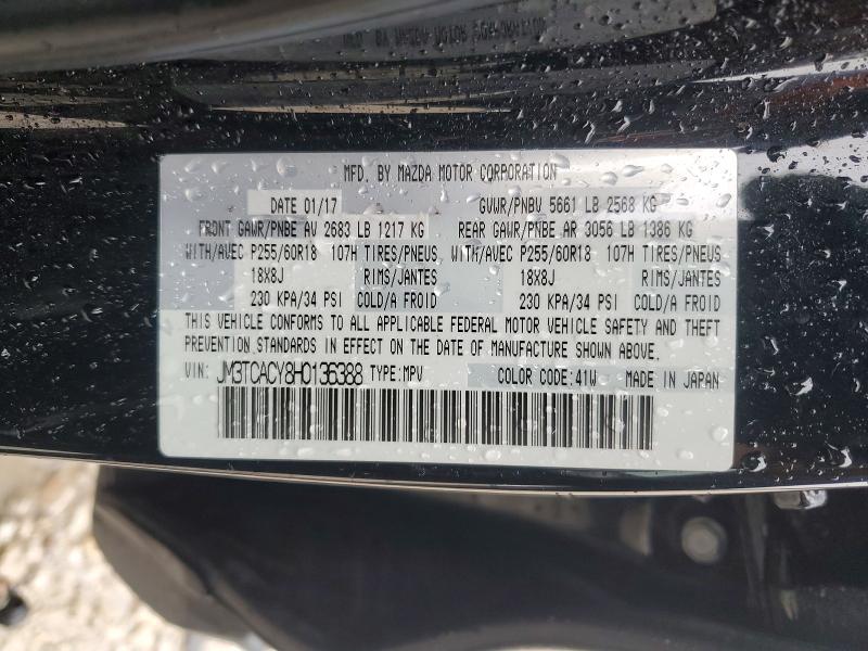 Aukcja sprzedaży 2017 Mazda Cx-9, vin: JM3TCACY8H0136388, numer aukcji: 52219356