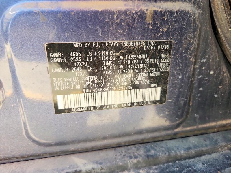 Aukcja sprzedaży 2015 Subaru Outback, vin: 4S4BSACC2F3292736, numer aukcji: 53724326