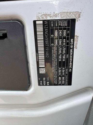Aukcja sprzedaży 2024 Mercedes-benz Sprinter, vin: W1Z4NGHY8RT191482, numer aukcji: 55228616