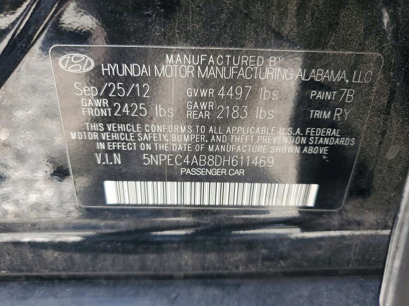 Продажа на аукционе авто 2013 Hyundai Sonata, vin: 5NPEC4AB8DH611469, номер лота: 54420996