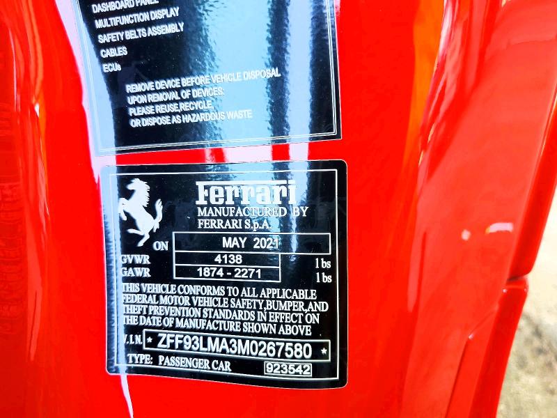 2021 Ferrari F8 Spider მანქანა იყიდება აუქციონზე, vin: ZFF93LMA3M0267580, აუქციონის ნომერი: 54492456