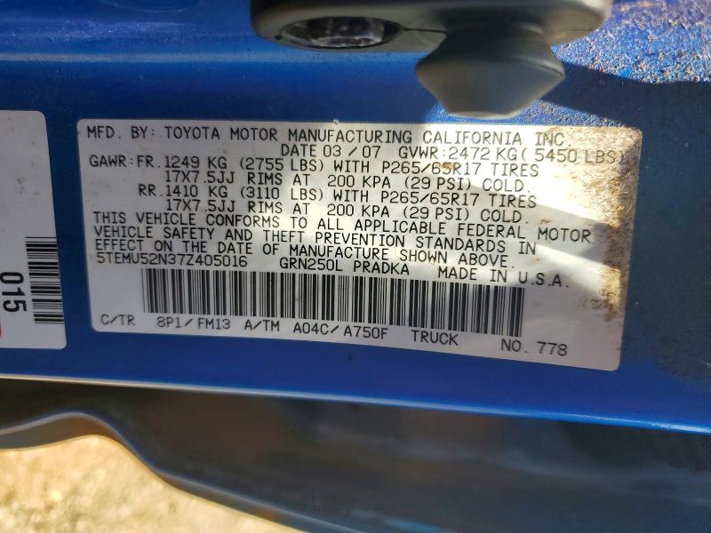 Aukcja sprzedaży 2007 Toyota Tacoma, vin: 5TEMU52N37Z405016, numer aukcji: 51005816