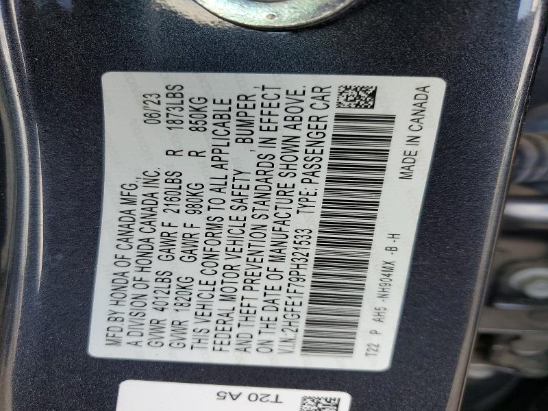 Продажа на аукционе авто 2023 Honda Civic, vin: 2HGFE1F79PH321533, номер лота: 53630956