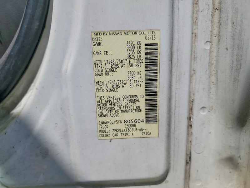 Продажа на аукционе авто 2015 Nissan Nv, vin: 1N6AF0LY5FN805604, номер лота: 52814966