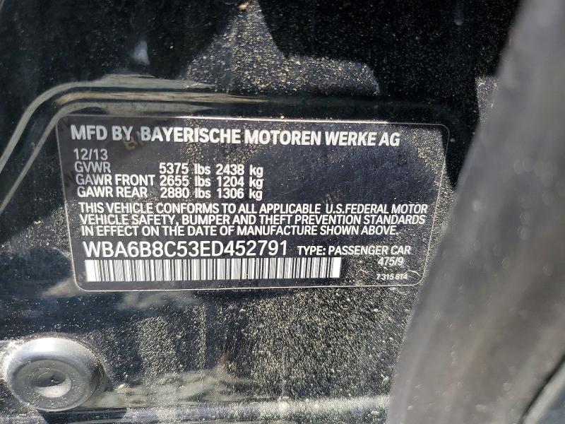 2014 Bmw 640 მანქანა იყიდება აუქციონზე, vin: WBA6B8C53ED452791, აუქციონის ნომერი: 52213436