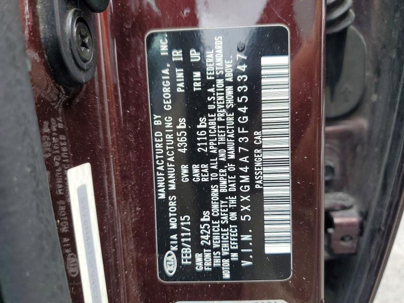 Продажа на аукционе авто 2015 Kia Optima, vin: 5XXGM4A73FG453347, номер лота: 54803136