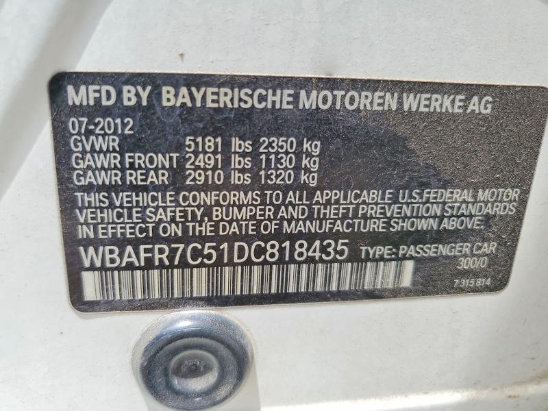 Aukcja sprzedaży 2013 Bmw 535, vin: WBAFR7C51DC818435, numer aukcji: 54420116