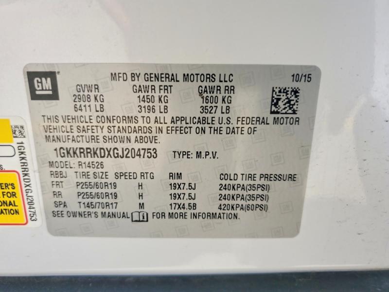 2016 Gmc Acadia მანქანა იყიდება აუქციონზე, vin: 1GKKRRKDXGJ204753, აუქციონის ნომერი: 51838846