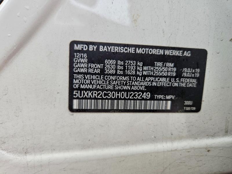 54657986 :رقم المزاد ، 5UXKR2C30H0U23249 vin ، 2017 Bmw X5 مزاد بيع