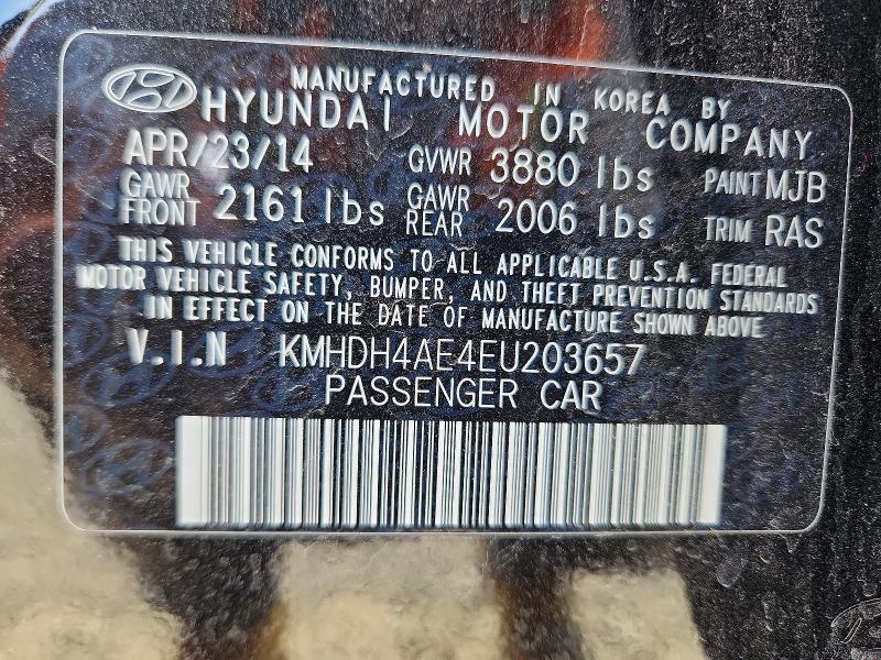 Продажа на аукционе авто 2014 Hyundai Elantra, vin: KMHDH4AE4EU203657, номер лота: 54721796