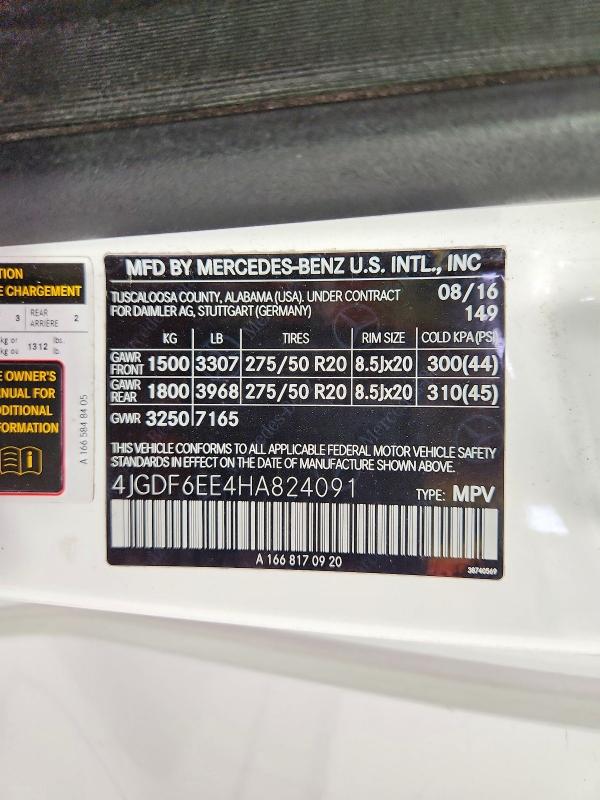Aukcja sprzedaży 2017 Mercedes-benz Gls, vin: 4JGDF6EE4HA824091, numer aukcji: 55188726