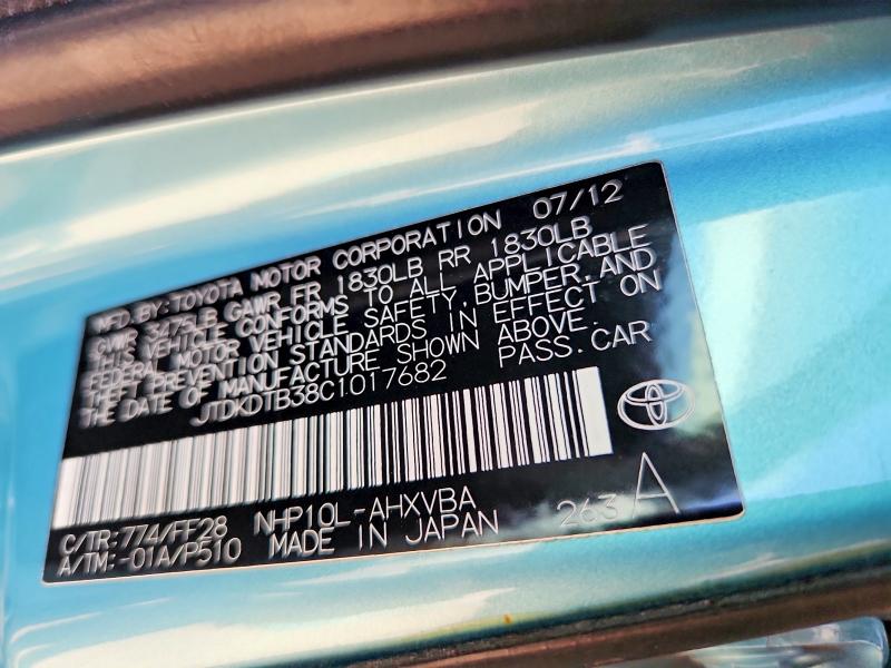 Aukcja sprzedaży 2012 Toyota Prius, vin: JTDKDTB38C1017682, numer aukcji: 52435186
