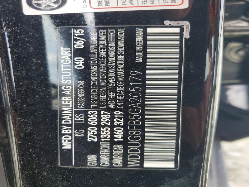 55140556 :رقم المزاد ، WDDUG8FB5GA205179 vin ، 2016 Mercedes-benz S مزاد بيع