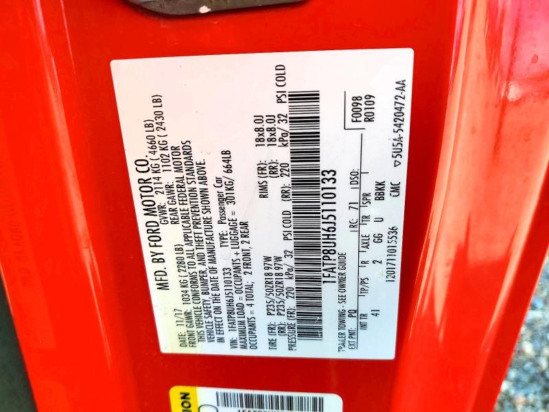 Продаж на аукціоні авто 2018 Ford Mustang, vin: 1FATP8UH6J5110133, номер лоту: 54901566