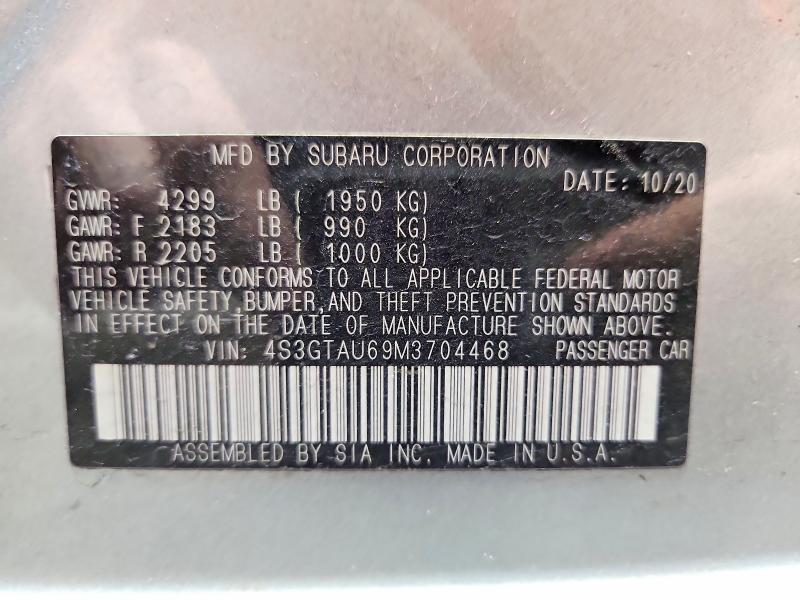 2021 Subaru Impreza მანქანა იყიდება აუქციონზე, vin: 4S3GTAU69M3704468, აუქციონის ნომერი: 53271876