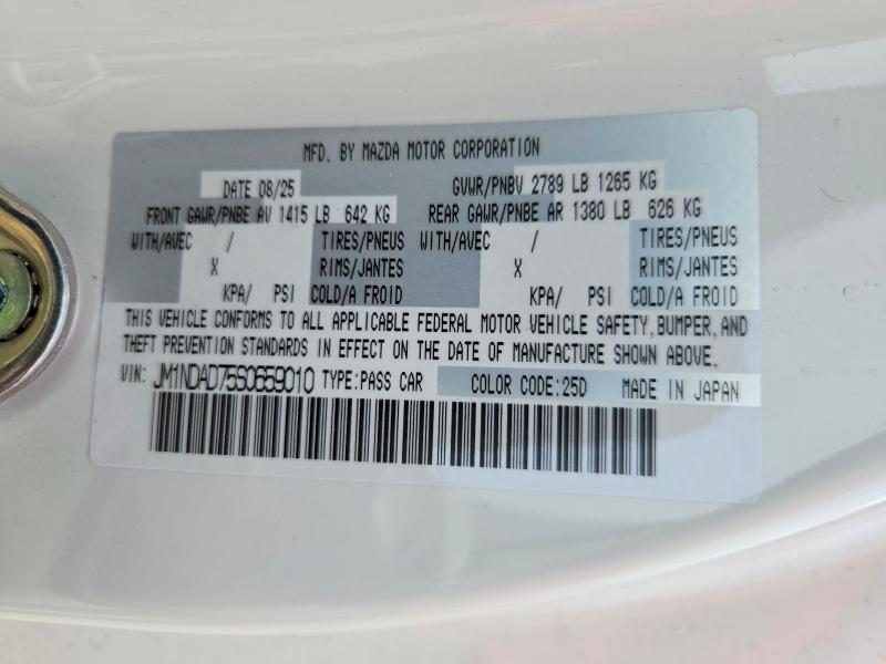 Aukcja sprzedaży 2025 Mazda Mx-5 Miata, vin: JM1NDAD75S0659010, numer aukcji: 52272686