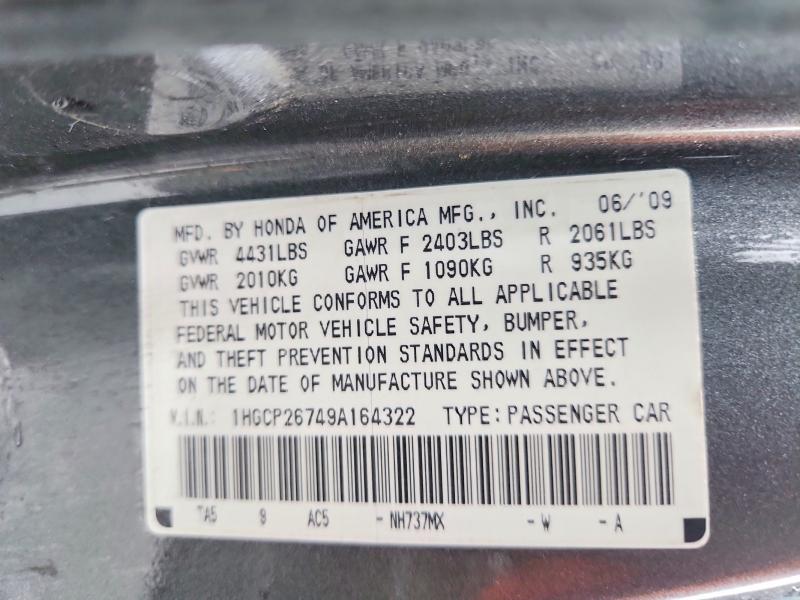 Продажа на аукционе авто 2009 Honda Accord, vin: 1HGCP26749A164322, номер лота: 52090156