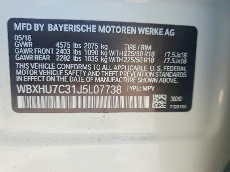 2018 Bmw X1 მანქანა იყიდება აუქციონზე, vin: WBXHU7C31J5L07738, აუქციონის ნომერი: 53575856